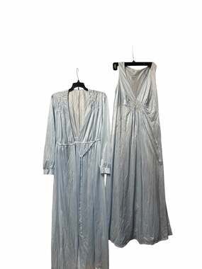 Vintage 70s Gilead Powder Blue Peignoir Nightgown & Robe Set
